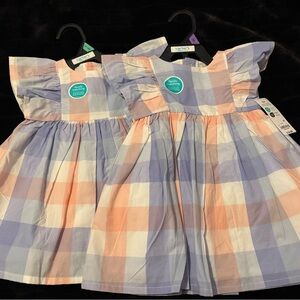 Carter's Pastel Plaid Flutter-Sleeve Dress - Pink & Lavender